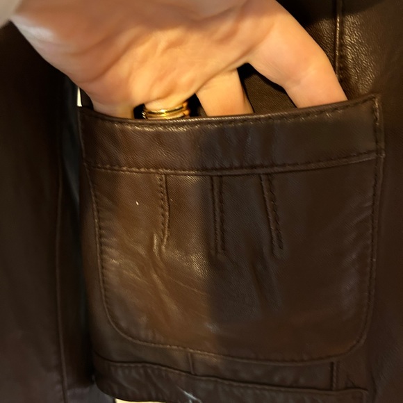 Great condition Chocolate Brown Genuine Leather Jacket medium - Picture 2 of 6